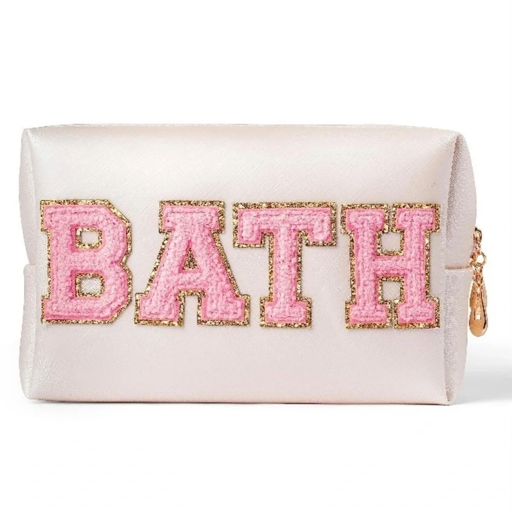 Preppy Patch BATH Letter Cosmetic Toiletry Bag